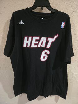 Vintage LeBron James Miami Heat NBA Adidas T-Shirt #6, Black, 2X