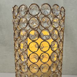 Gold Cylinder Crystal Candle Holder
