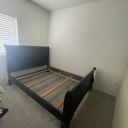 Queen size sleigh bed frame with headboard