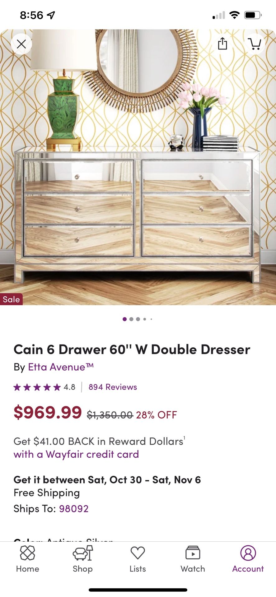 New Mirrored Dresser w/ Chip