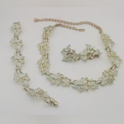 Vintage Beautiful Sarah Coventry set Leaf Silver And Gold Tone 1950’s 