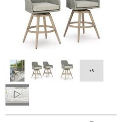 Signature Design by Ashley Seton Creek Casual Nuvella Weather Resistant Fabric Barstool Set of 2