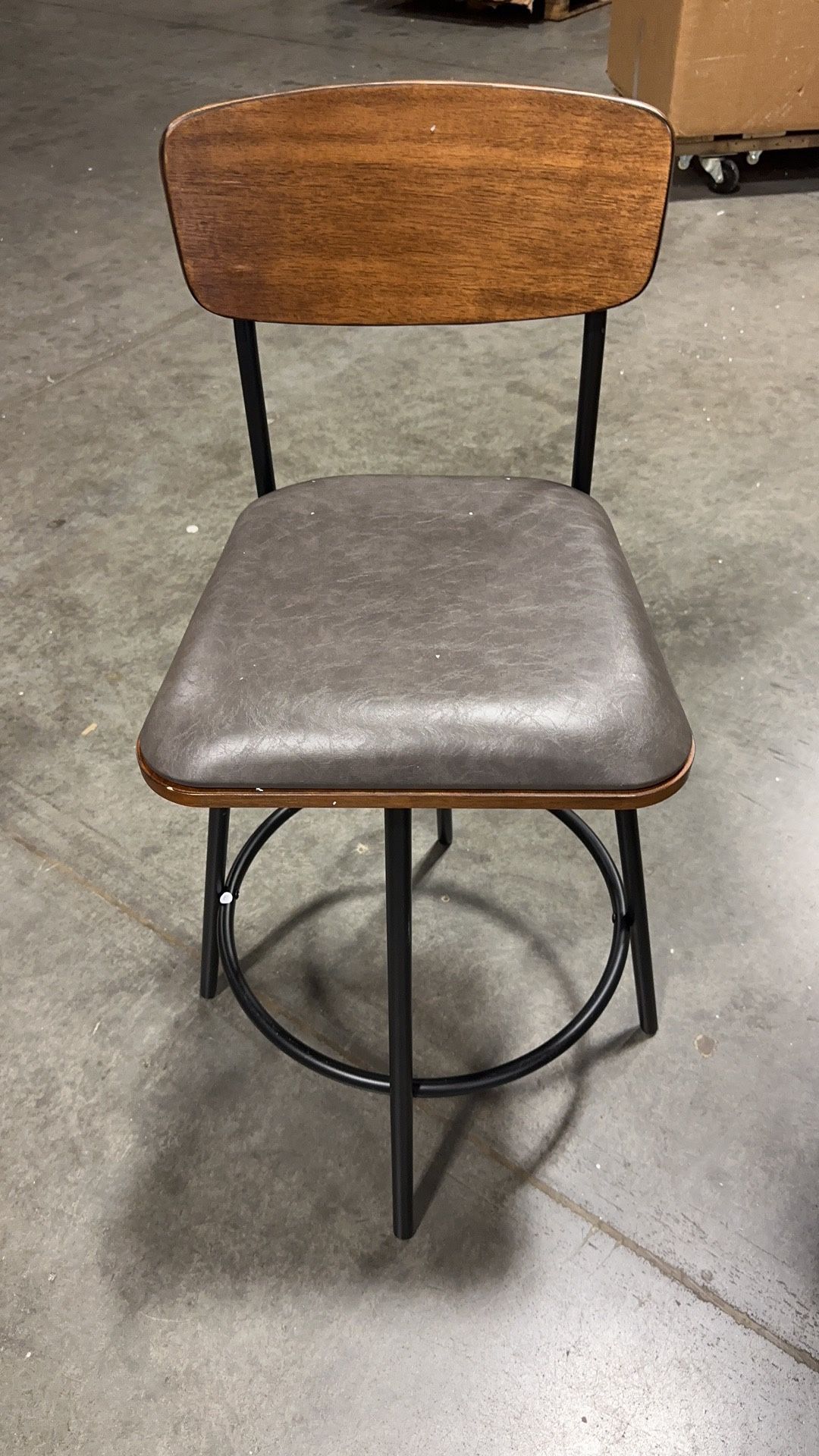 #0(contact info removed) Swivel Counter Height Bar Stools with Back, Faux Leather Upholstered Barstools .27″ Seat Height, Metal & Wood Frame, Dark Gre