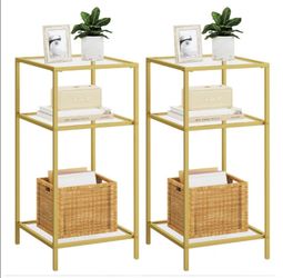 Gold/Glass 3 Tier End Table Set