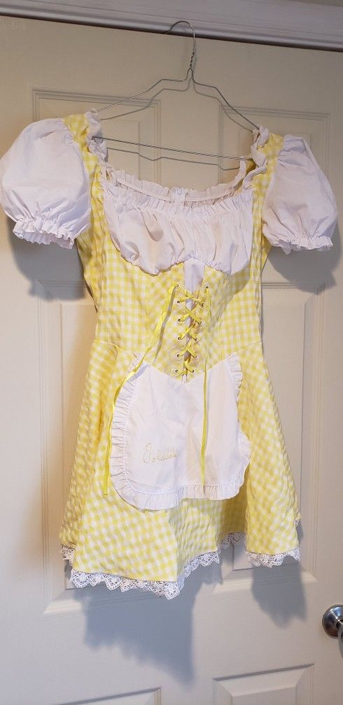 Leg Avenue Yellow Gingham Goldilocks Dress w/ Teddy Bear Adult Halloween Costume