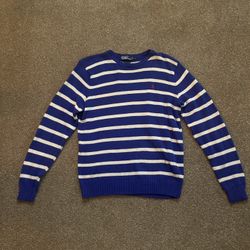 Polo Hand Knit Blue Sweater L
