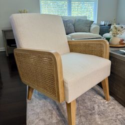 Sand & Stable Esme Upholstered Accent Chair w/ Rattan Arms (Wayfair) 
