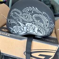 Helmet GM65S Naked M.C. 1/2 Half helmet Rose Flat Black/ Silver