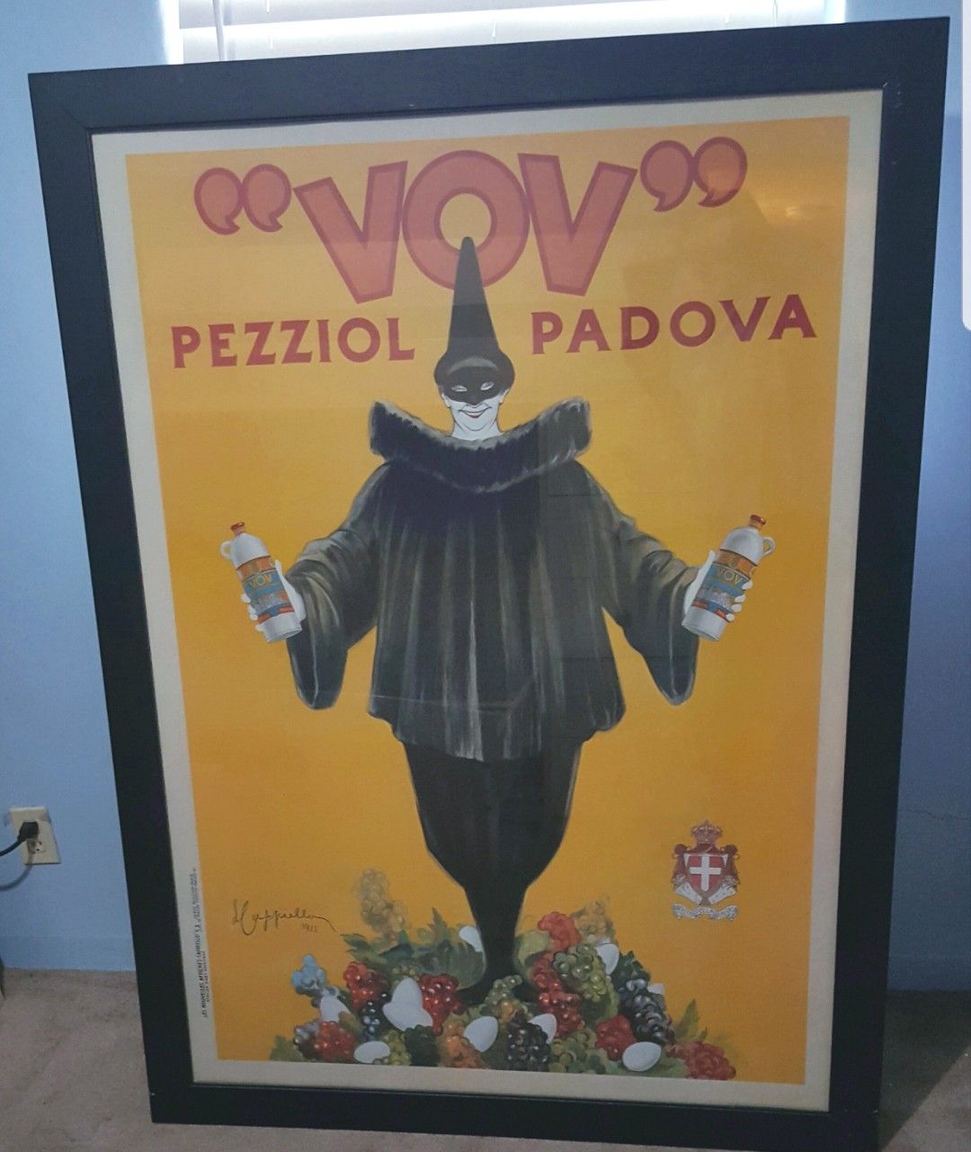 VOV PEZZIOL LIQUEUR PADOVA ITALY CLOWN VINTAGE RETRO ADVERT LARGE FRAMED POSTER 43X57