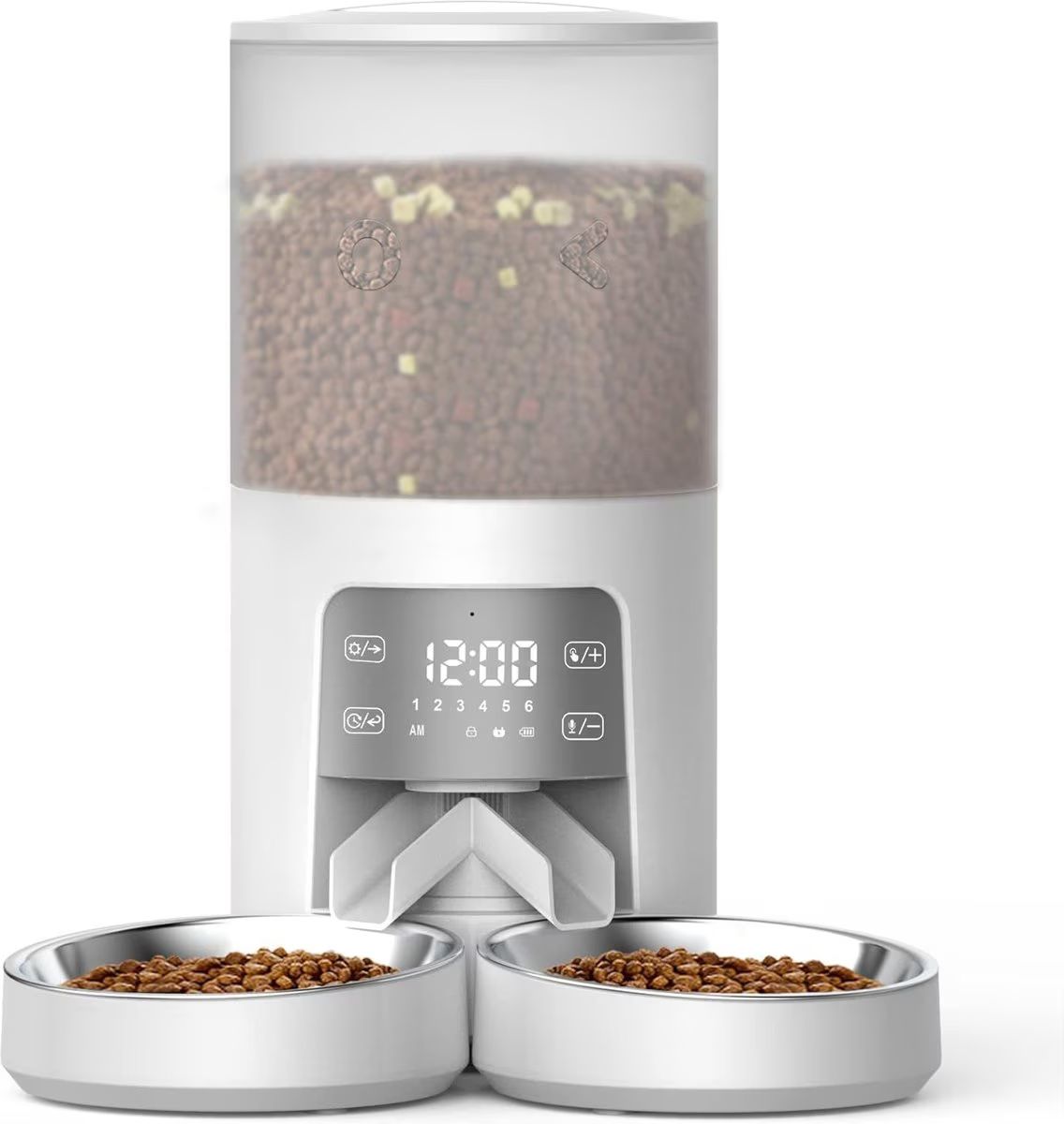 PATPET PF02D Timed Automatic Double Bowl Dog & Cat Feeder with Voice Recorder
