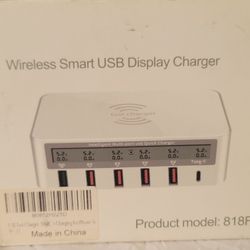 Wireless Smart USB Display Charger 6 Port With Screen