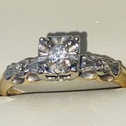 14k Gold And Silver Engagement Ring Size 7