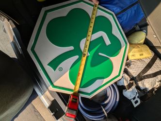 Vintage Large Tin Sign C with a 3 leaf clover (20" x 20")