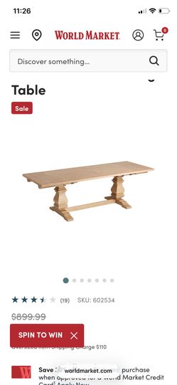 Avila Washed Natural Wood Extension Dining Table