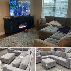 Large Sectional + Ottoman with storage – $700 OBO