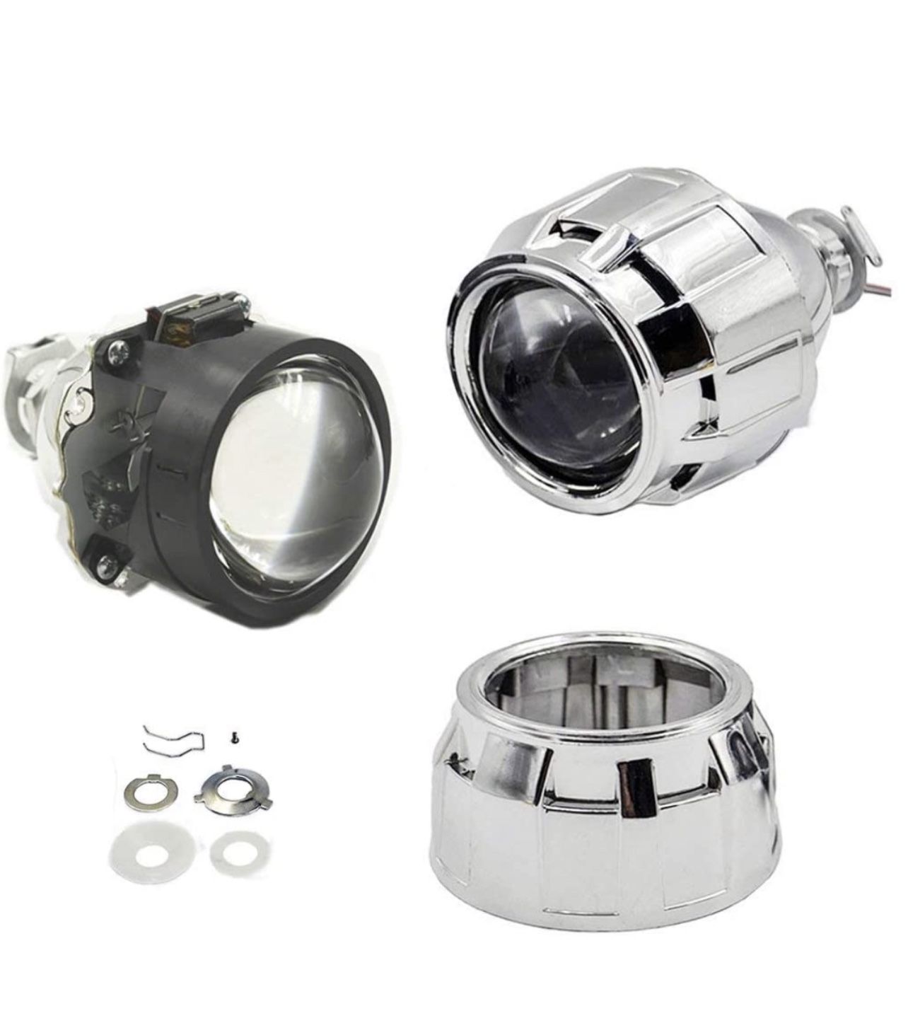 LHD  2.5” Bi-xenon Headlight Projector Lens Hi and Low Bean Chrome Retrofit H4 H7 