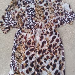 Ladies Cheetah Print Dress Petite Sz