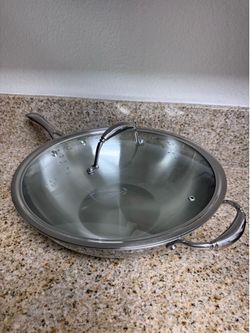 Princess House 14" Tri-Ply Stainless Steel Wok with Lid