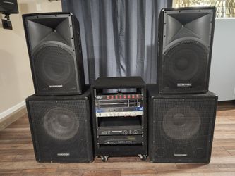 DJ System 18" Subs, 15" 2-way speakers, 2 Amps, Crossover, EQ, Rack