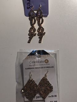 Two Pairs Of Gold Tone Earrings