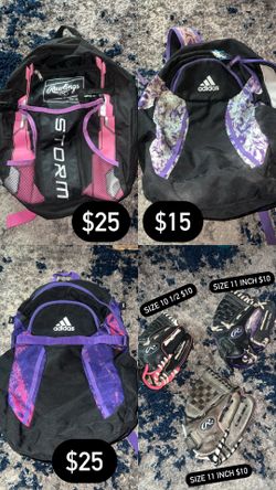 Softball Bag And Softball Gloves 