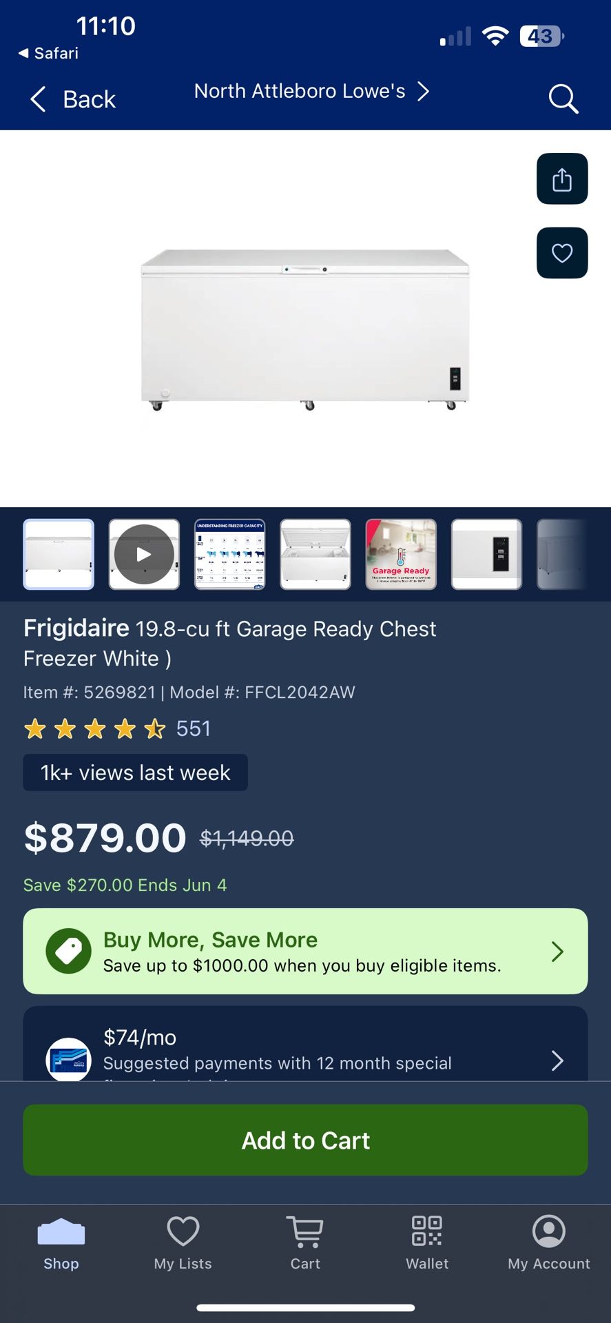 Frigidaire Chest Freezer