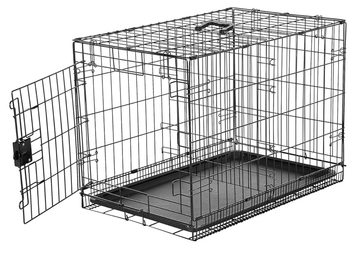 Medium Dog black metal cage crate foldable 30x20