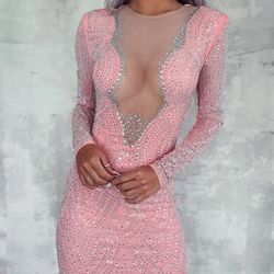 Pink Rhinestone Bling Dress Cocktail