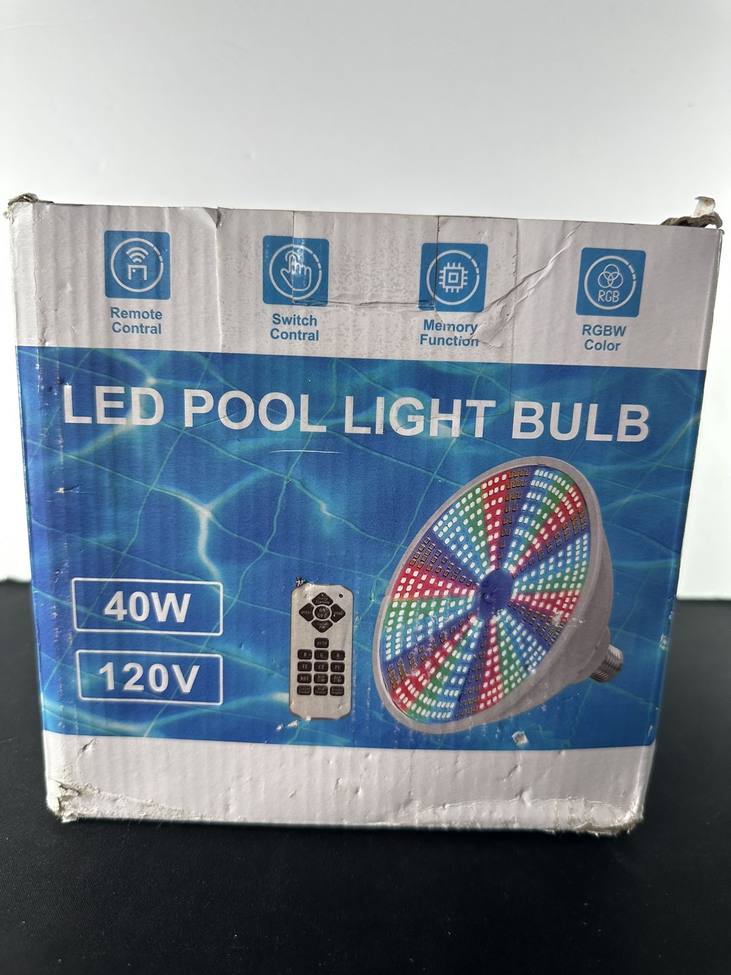 LED Pool Lights Bulb 40W with 17 Light Modes, 120V RGBW Pool Light for Inground Pools with Remote Control, 7000K Pools Lighting, E26 Replacement for P