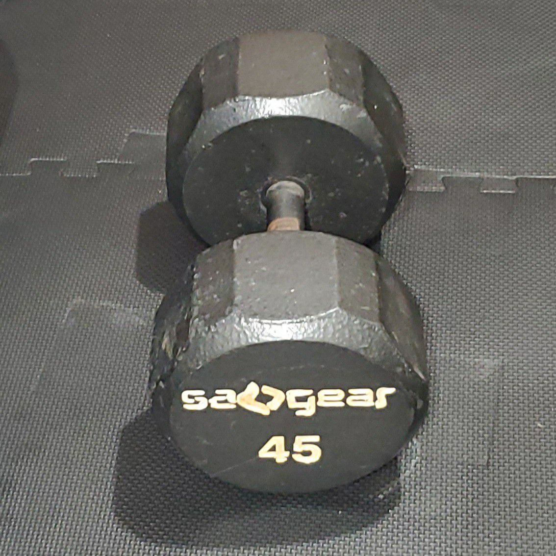 Single dumbbells, 45 pounds, pick up only.
