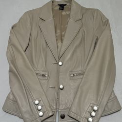 Women’s Taupe Leather Jacket