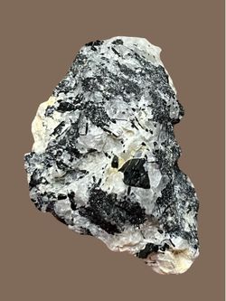 Black Tourmaline And Quartz Specimen. Crystals Gemstones Rocks Minerals