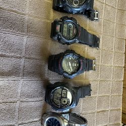 Used bundle of 5 men’s Casio watches ( 3 G-Shocks  2 Casio )