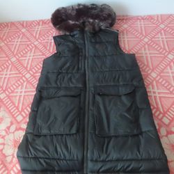 alp n rock faux fur short hooded vest small