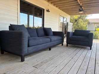 Matching Denim Sofa and Chair- like new