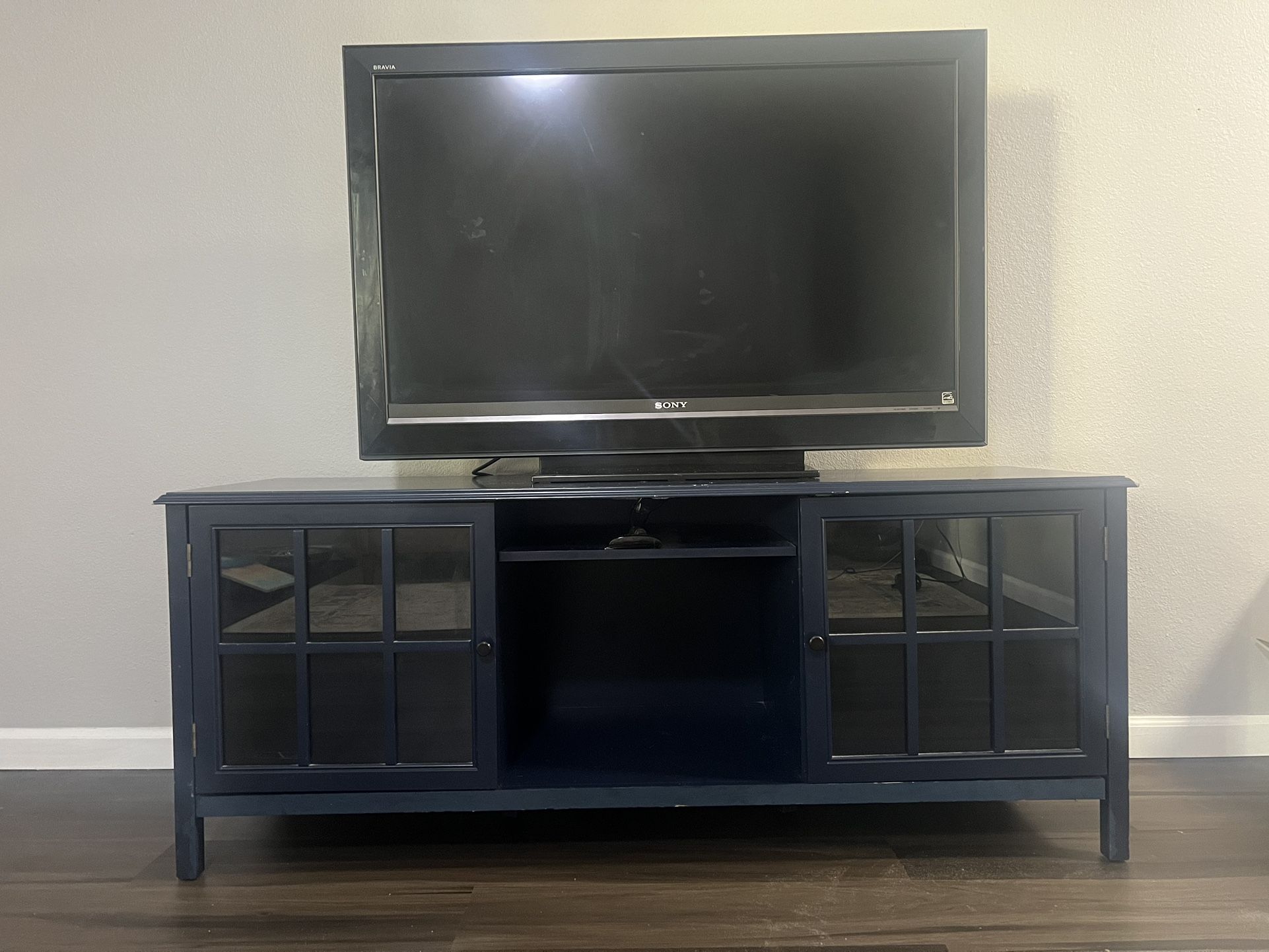 Navy Entertainment Center & 46” Sony TV 