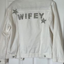 XL Wifey White Jean Jacket