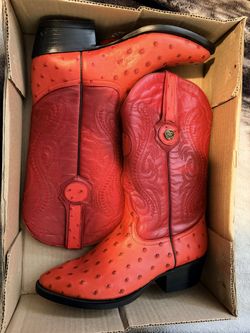 Red Ostrich Boots