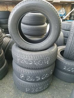 265/60/18 Bridgestone dueler h/t, set of 4, 70%tread 7/32, great condition $250 for 4 tires .
