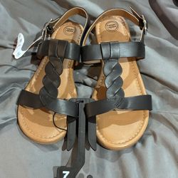 Wonder Nation Girls Size 2 Black Strappy Sandals NWT
