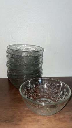 Princess house Clear Glass Bowls with Floral Embossed Pattern