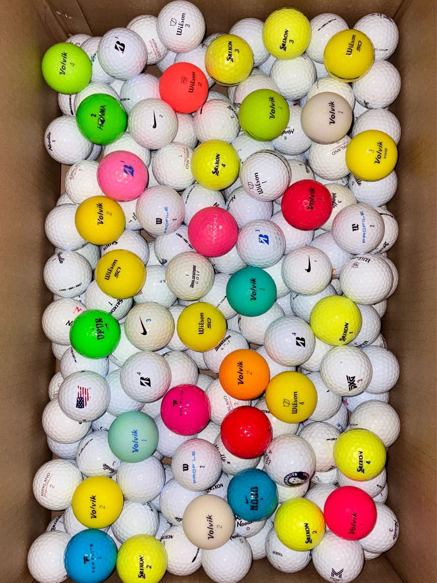 Mid-Tier/Budget Golf Balls Mix (Volvik, Nike, Wilson, Bridgestone, Honma, Srixon, PXG, Kirkland, Noodle, etc.) all in 4A, 5A, or Brand New Grade Condi