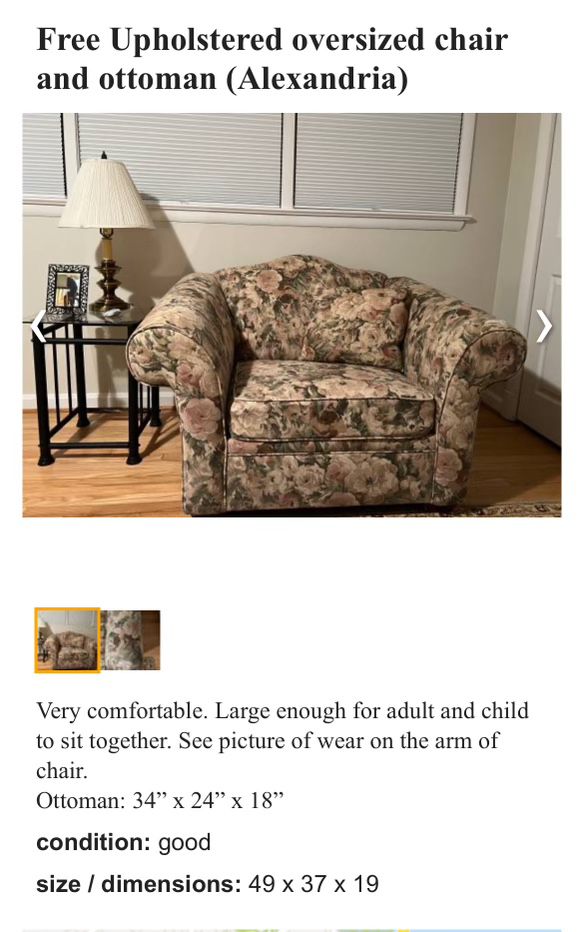 FREE Oversized Chair And Ottoman