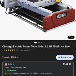 Chicago Electric Power Tools 10 in. 2.5 HP Tile/Brick Saw
