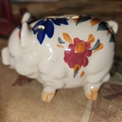 Vintage Hand Painted  Ceramic Piggy Bank Made In Occupied Japanlook
