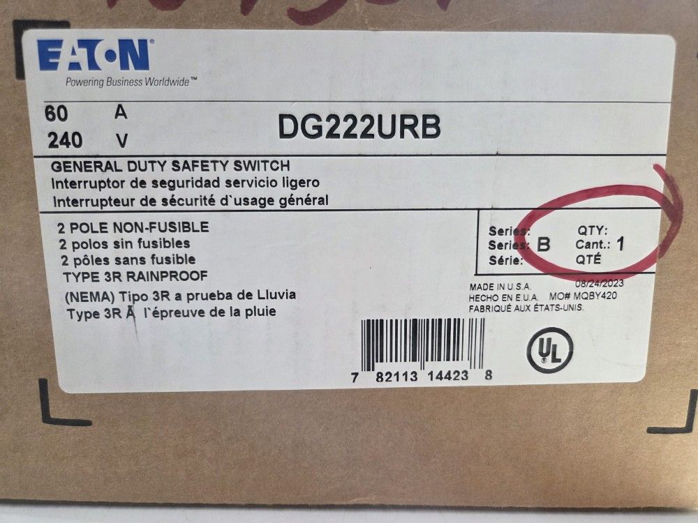 Eaton General Duty 60 Amp Non-Fusible Outdoor Safety Switch