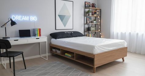 FULL SIZE BED , WITH STORAGE  AND FULL MEMORY FOAM MATTRESS ***NEW***