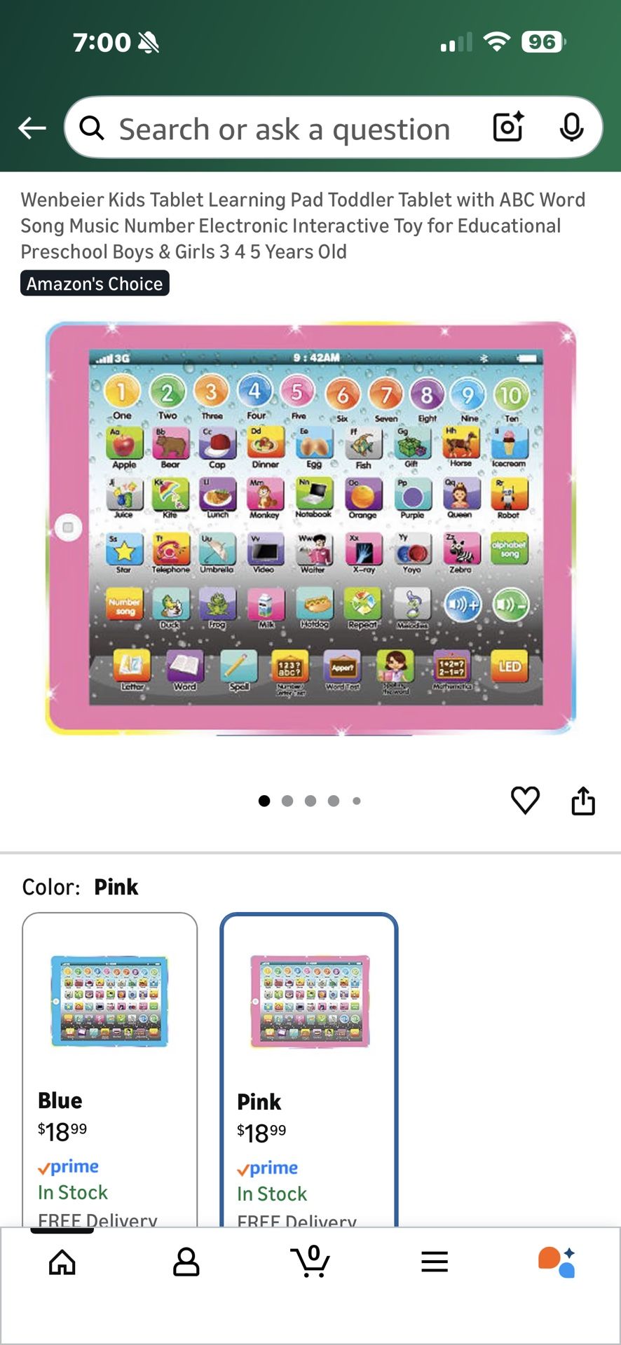 Kids Tablet Learning Pad For Toddlers (pink)