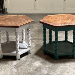 Ethan Allen Hexagon Side Tables 