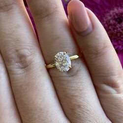 Brand New Yellow Gold Over Sterling Silver 925 Engagement Ring With 2CT Oval Cut CZ Diamond 